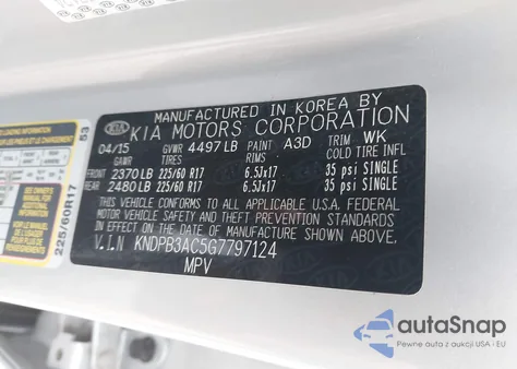 2016 Kia Sportage Lx from USA, damaged, VIN KNDPB3AC5G7797124